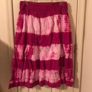 Elastic waist Fuchsia and pink tie-dye skirt